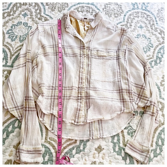 Free People “Cutie” Plaid Cropped Shirt XS - Picture 5 of 11